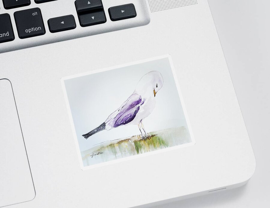 Gull Sticker featuring the painting Bowing Gull by Claudette Carlton