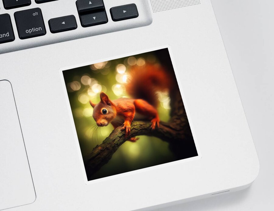 Red Squirrel Sticker featuring the photograph Branchbound by Bill and Linda Tiepelman