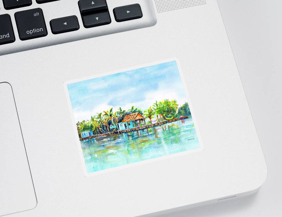 Belize Sticker featuring the painting Bread and Butter Caye Belize by Carlin Blahnik CarlinArtWatercolor