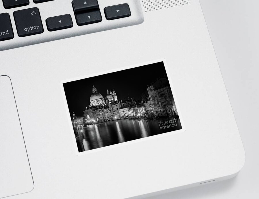 Night Sticker featuring the photograph Breathtaking Venice by night bnw by The P