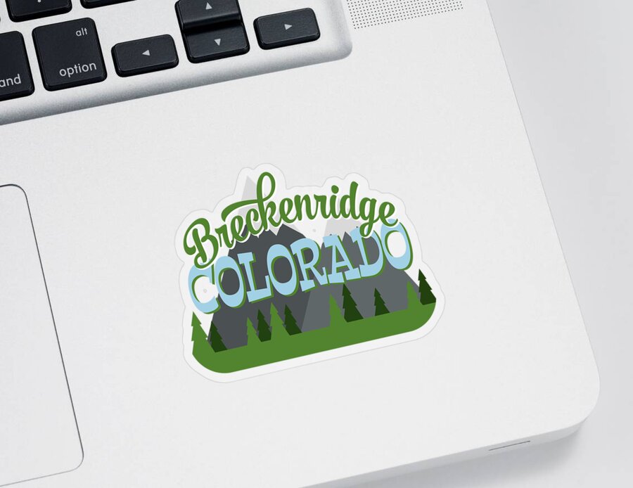 Breckenridge Sticker featuring the digital art Breckenridge Colorado Retro Mountains Trees by Flo Karp