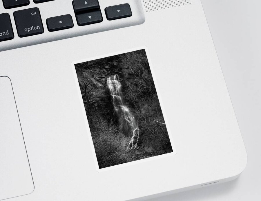Bridal Veil Falls Black And White Sticker featuring the photograph Bridal Veil Falls Black And White by Dan Sproul