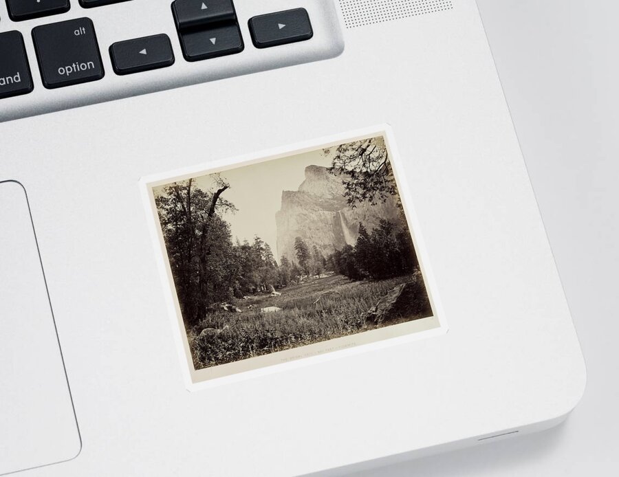19th Century Sticker featuring the painting Bridal Veil, Yosemite 1865 by MotionAge Designs
