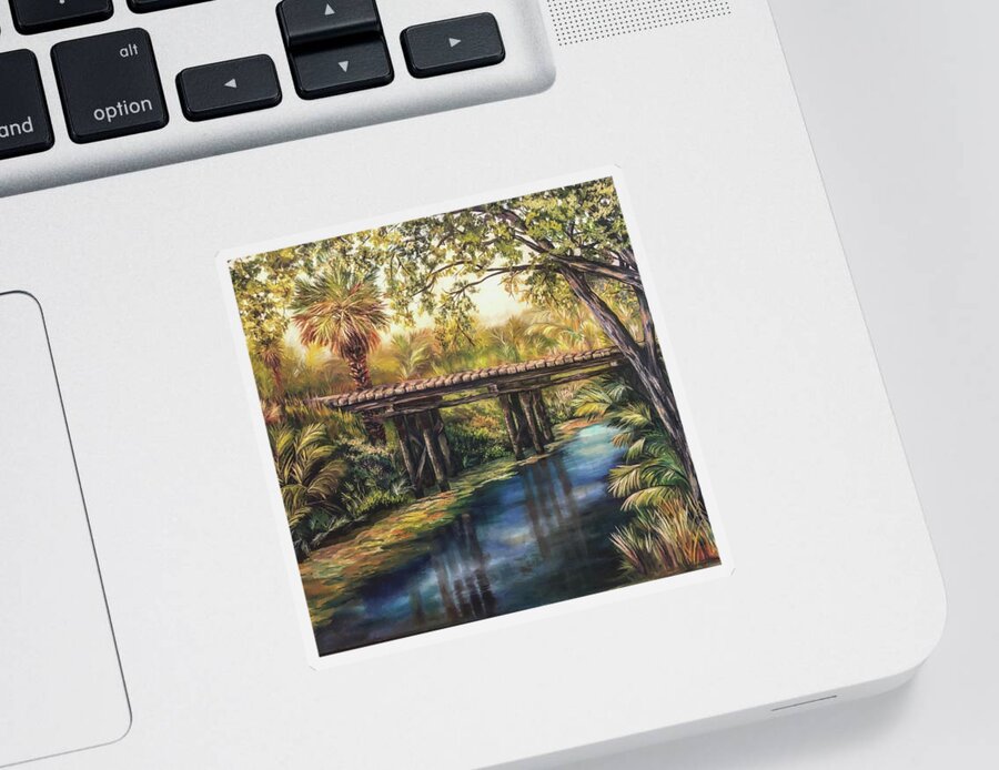Oil Sticker featuring the painting Bridge at the Ranch by Barbara Landry