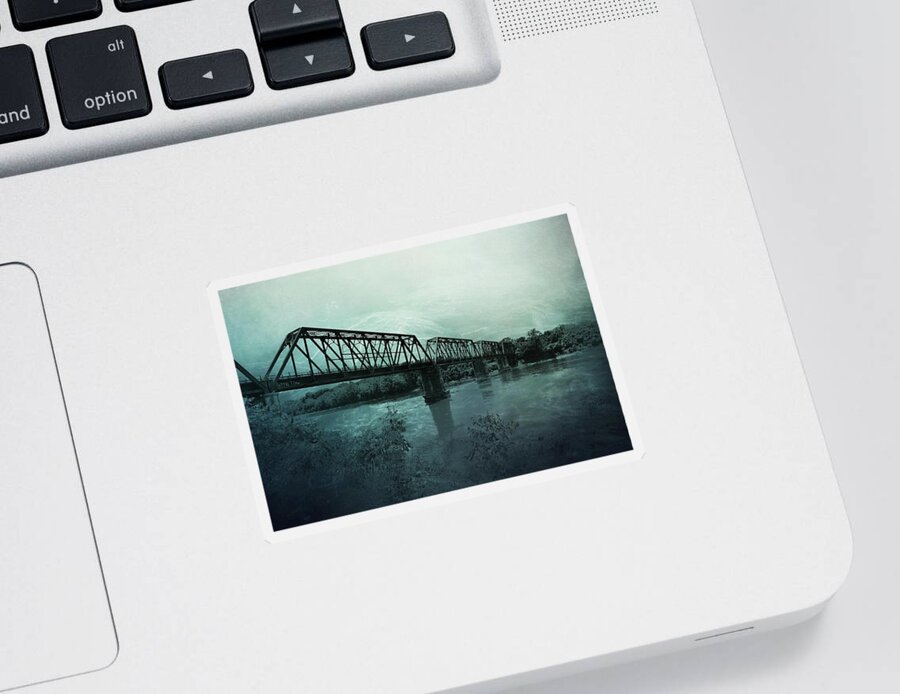 Historic Sticker featuring the photograph Bridge in Blue by Pam Rendall
