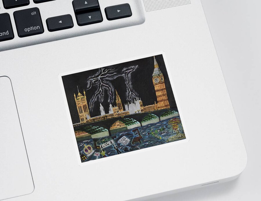 London Sticker featuring the painting Bridge over Troubled waters by David Westwood