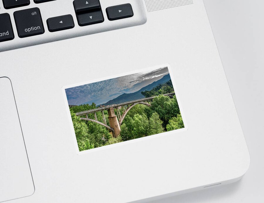 Spain Sticker featuring the photograph Bridge to Montserrat, Spain by Marcy Wielfaert