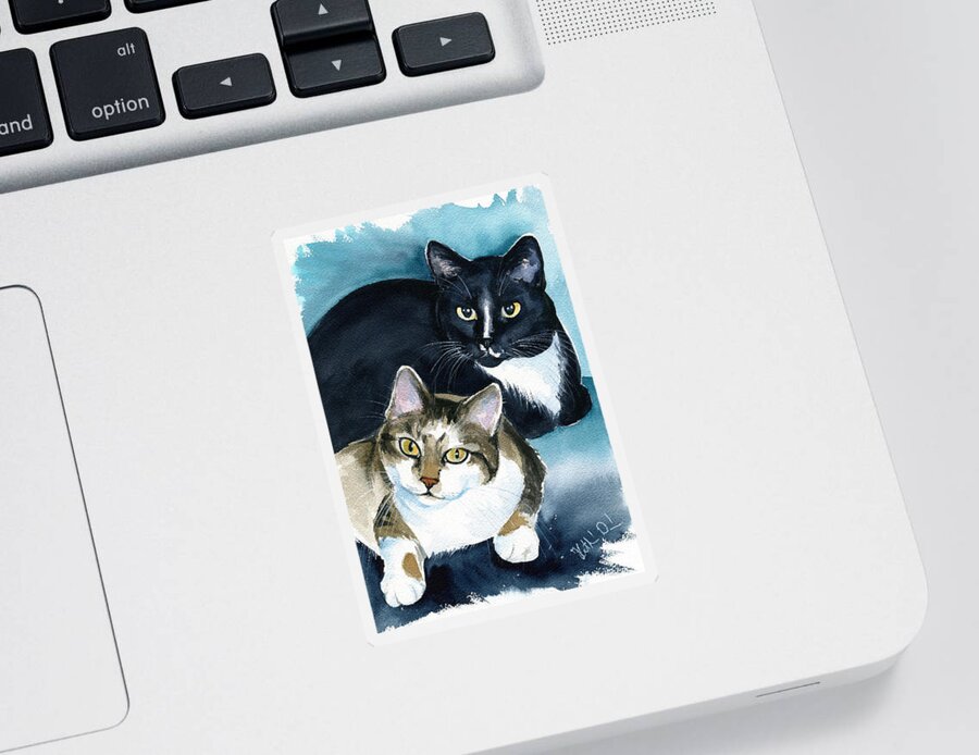 Cat Sticker featuring the painting Briggs and Stratton - Cat Painting by Dora Hathazi Mendes