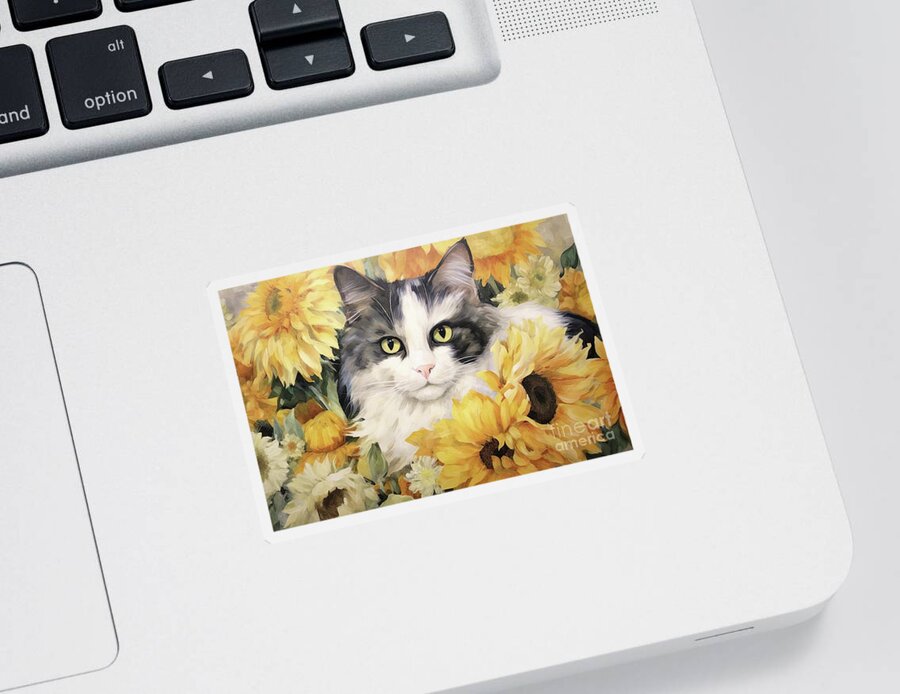 Cat Sticker featuring the painting Bright Eyed Izzy by Tina LeCour