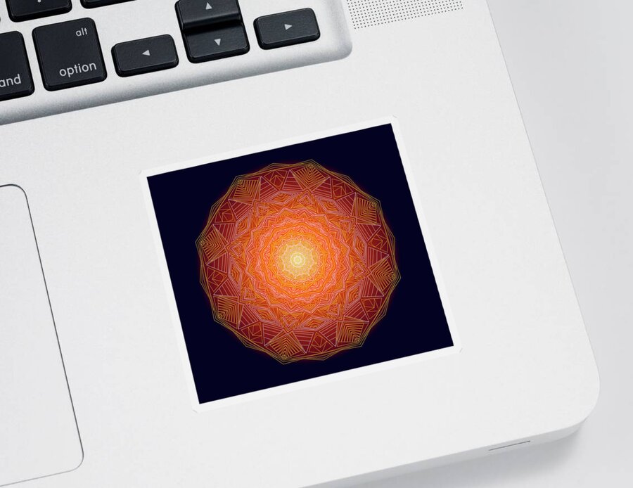 Light Sticker featuring the digital art Bringing Light Toward the Darkness Mandala by Angie Tirado