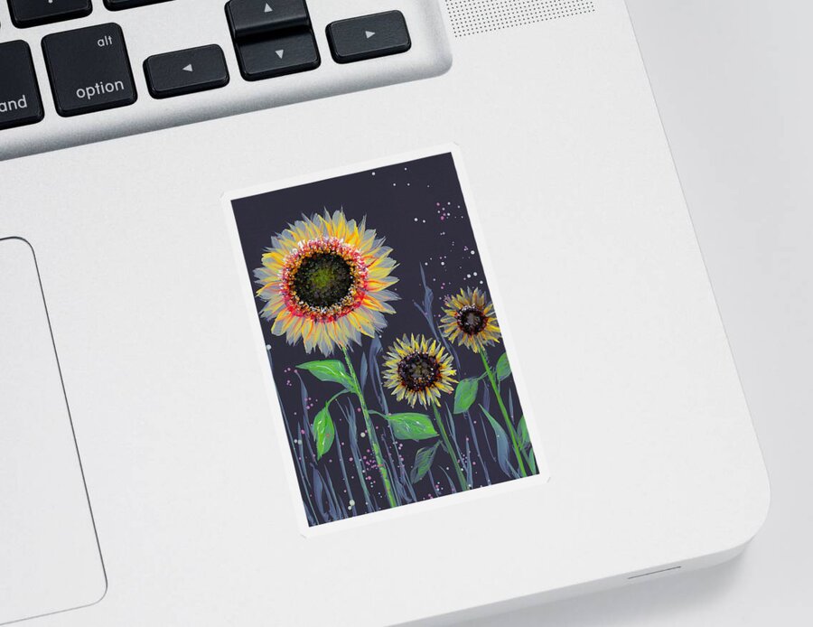 Sunflower Sticker featuring the painting Brushed Sunflower No.2 by Kimberly Deene Langlois