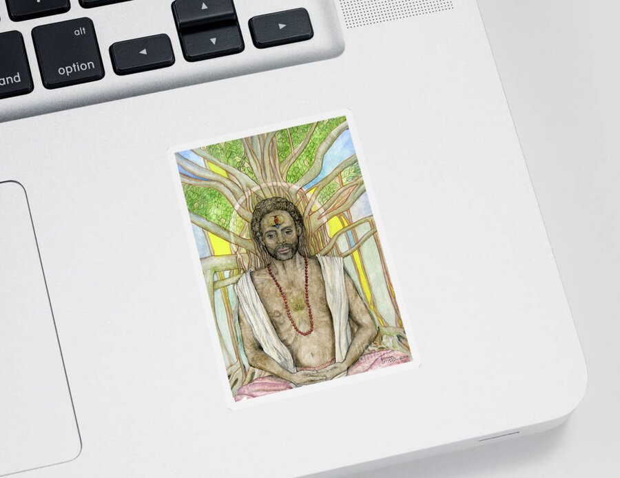 Buddha Sticker featuring the painting Buddha by Jo Thomas Blaine
