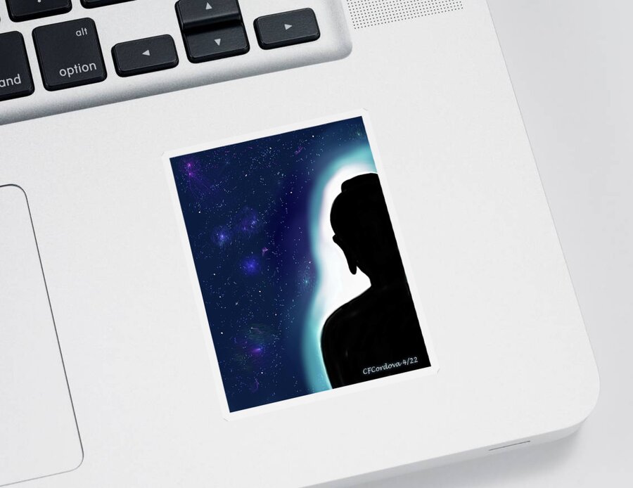 Buddha Sticker featuring the digital art Buddha- Light of Hope by Carmen Cordova