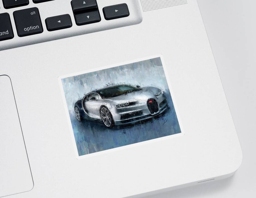 Car Sticker featuring the painting Bugatti Chiron painting by Vart by Vart
