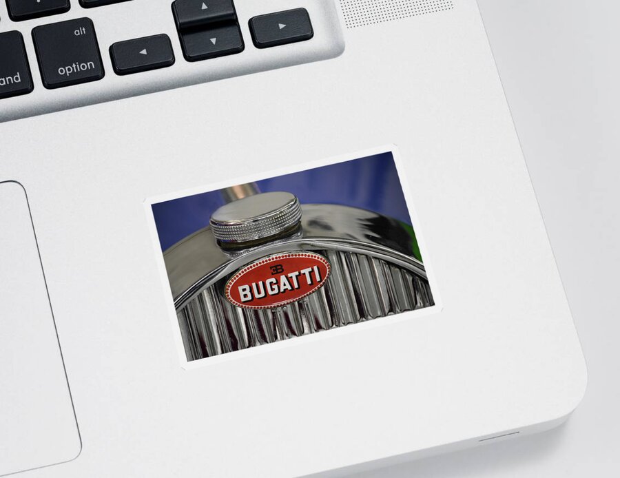 Bugatti Sticker featuring the photograph Bugatti radiator cap by Bob McDonnell