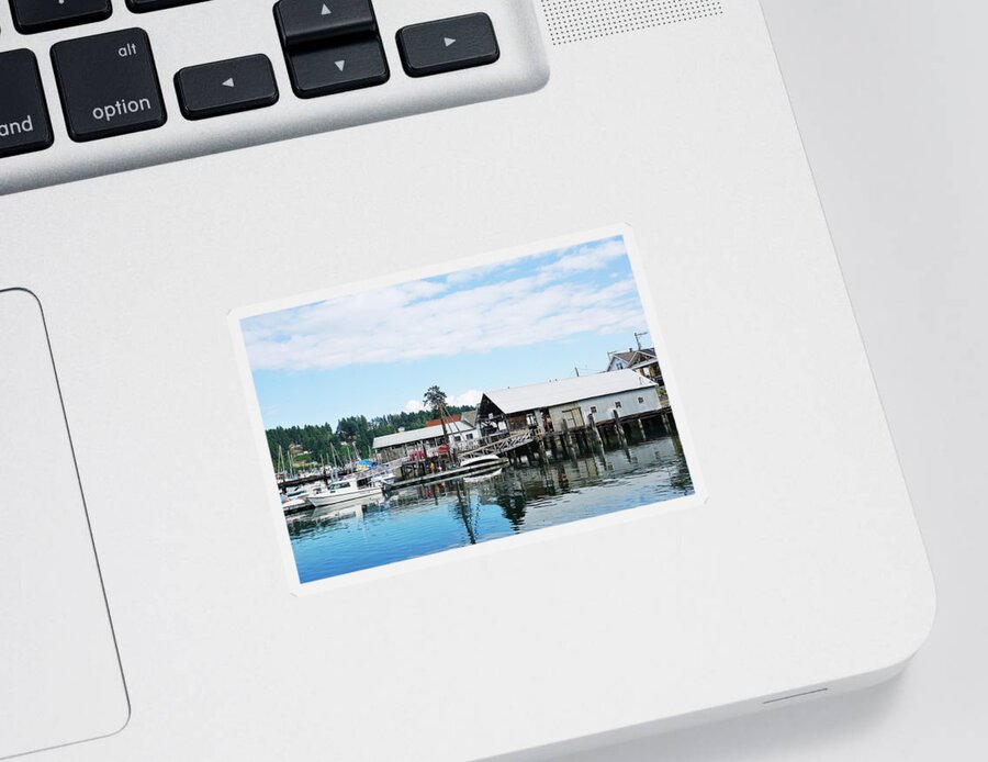 Harbor Sticker featuring the photograph Bujacich Tarabochia Net Sheds by Bill TALICH