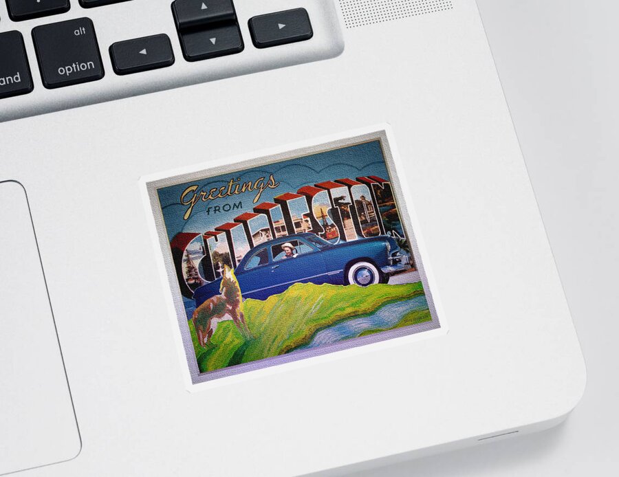 Dixie Road Trips Sticker featuring the digital art Dixie Road Trips / Charleston by David Squibb