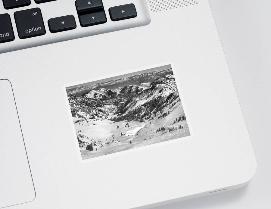 Snowbird Sticker featuring the photograph Bumps In Mineral Basin Black And White by Adam Jewell