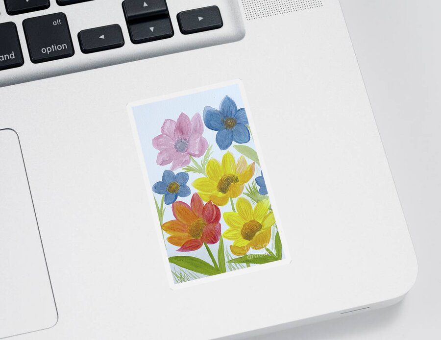 Flowers Sticker featuring the painting Bunch of Flowers by Lisa Neuman
