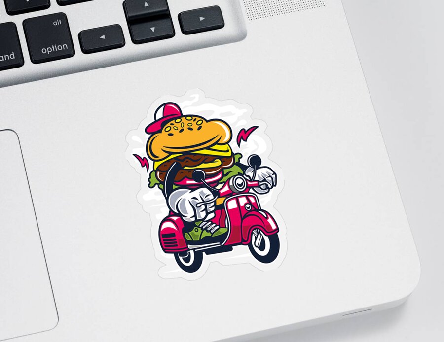 Burger Sticker featuring the digital art Burger Rider by Long Shot