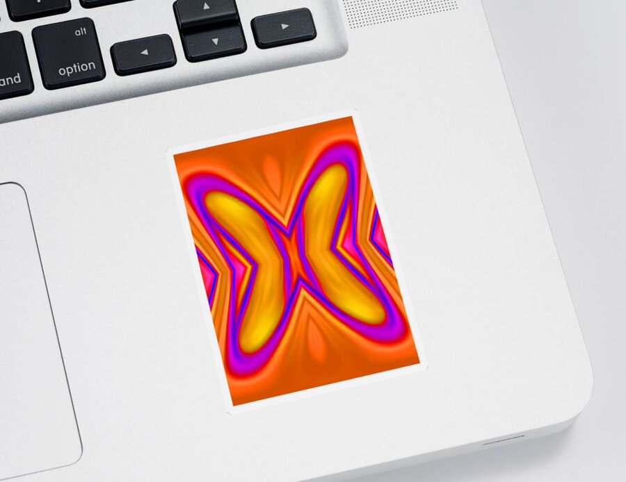 Abstract Art Sticker featuring the digital art Butterfly Abstract Mango by Ronald Mills