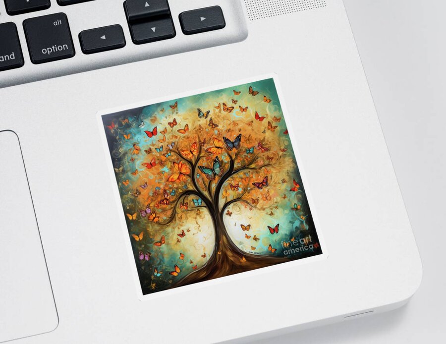 Tree Of Life Sticker featuring the painting Butterfly Tree Of Life by Tina LeCour