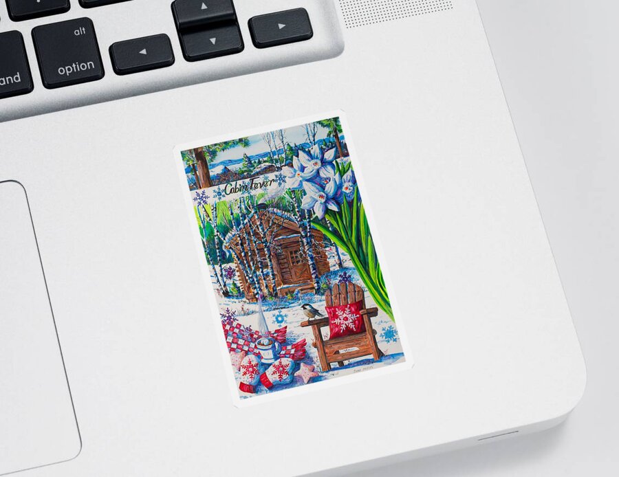 Log Cabin Sticker featuring the painting Cabin Fever by Diane Phalen