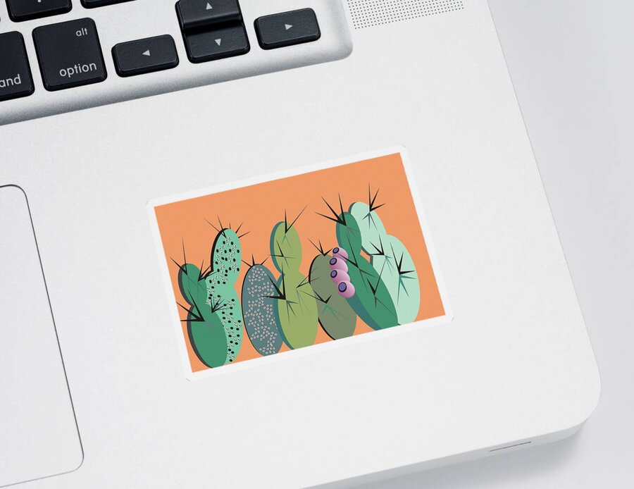 Cactus Sticker featuring the digital art Cactus Party by Ted Clifton