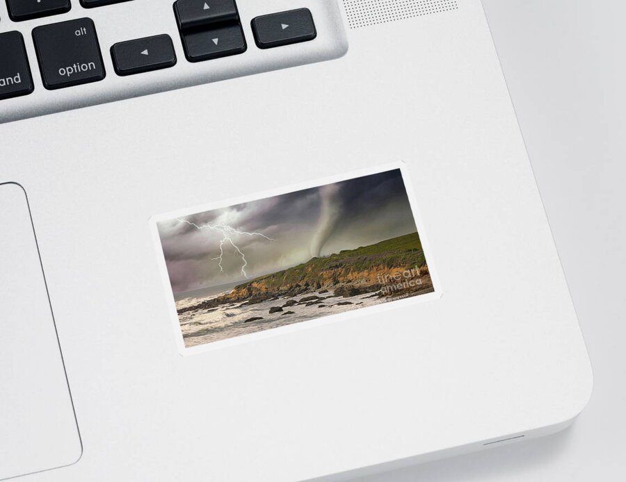 California Sticker featuring the photograph California Pacific Ocean Lightning Landscape by Chuck Kuhn