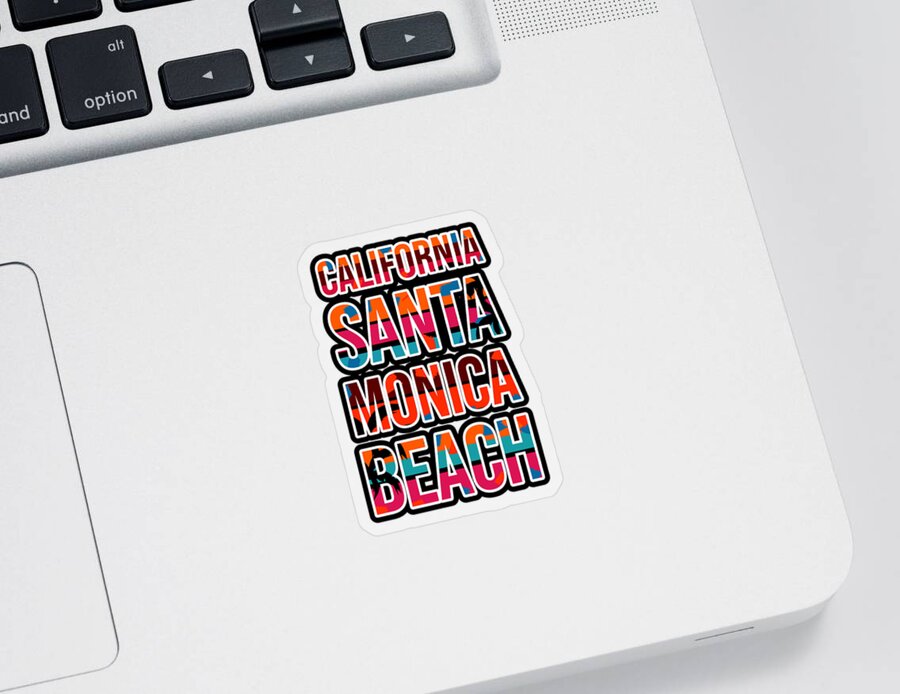 Oil On Canvas Sticker featuring the digital art California Santa Monica Beach by Celestial Images