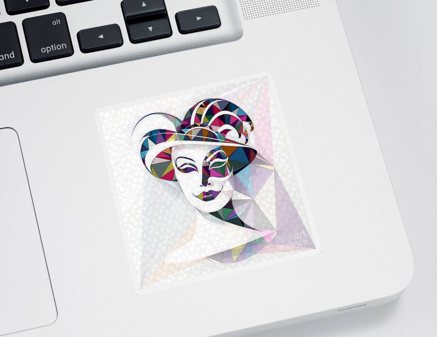Abstract Sticker featuring the digital art Can You Count The Triangles - 02866 by Philip Preston