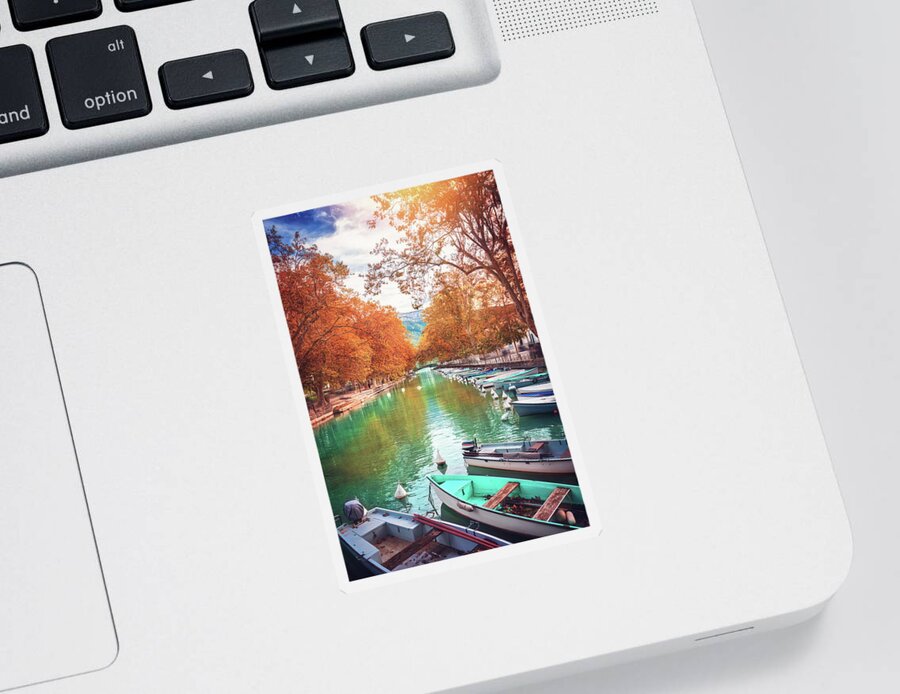 Annecy Sticker featuring the photograph Canal Du Vasse Annecy France by Carol Japp