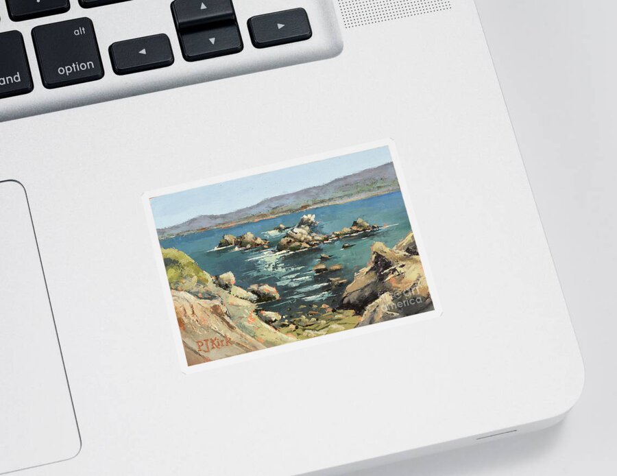 Landscape Sticker featuring the painting Canary Point Overlook by PJ Kirk