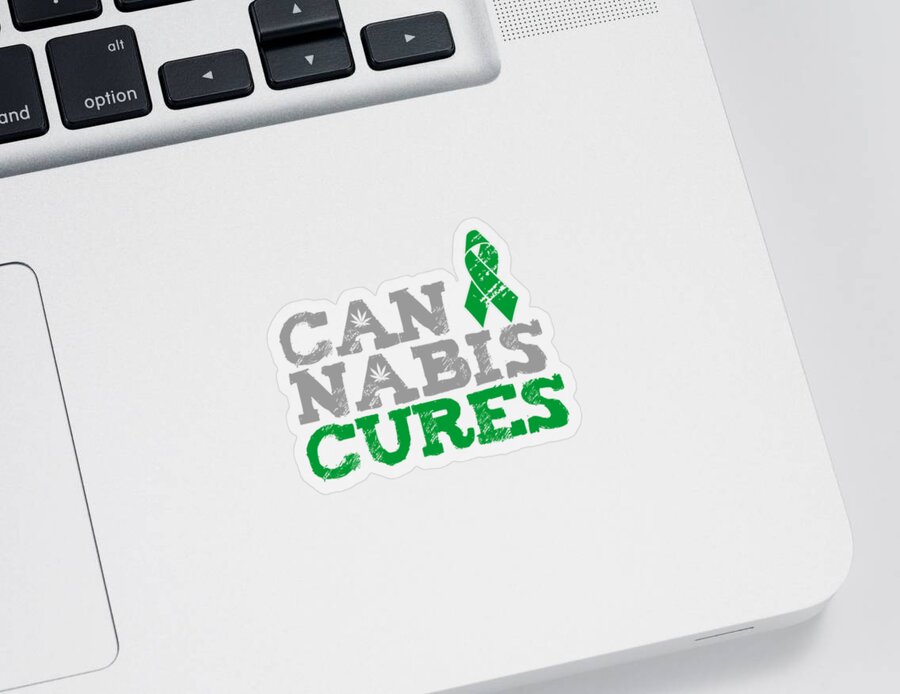 Funny Sticker featuring the digital art Cannabis Cures THC 420 CBD by Flippin Sweet Gear