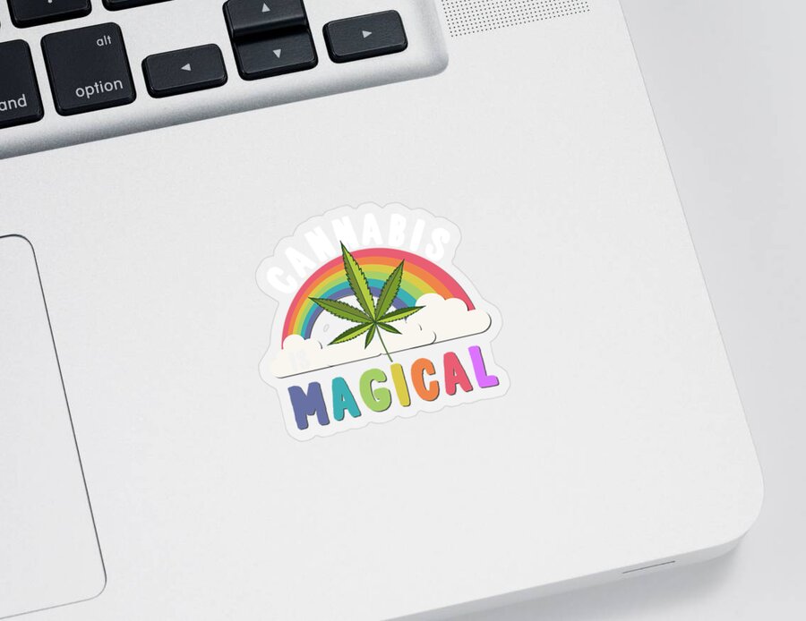 Funny Sticker featuring the digital art Cannabis is Magical Weed 420 by Flippin Sweet Gear