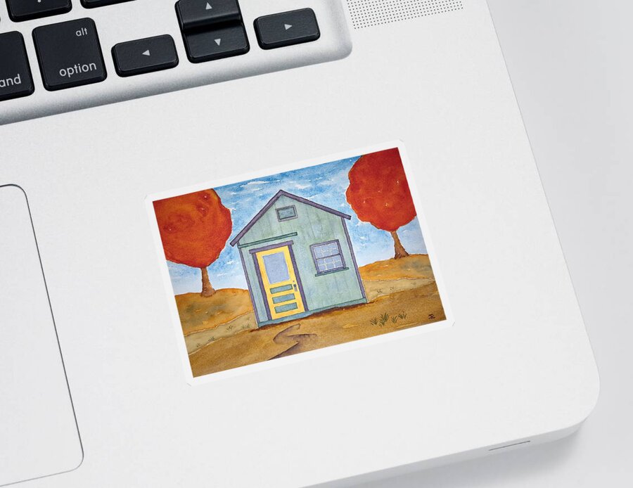 Watercolor Sticker featuring the painting Cannery Row Shack by John Klobucher