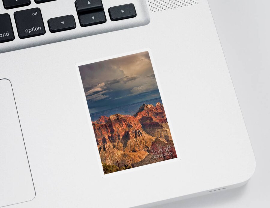 North America Sticker featuring the photograph Canyon View North Rim Grand Canyon National Park Arizona by Dave Welling