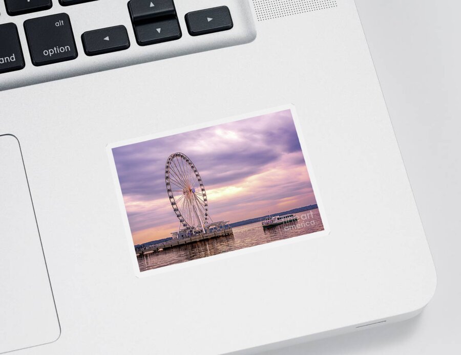 Ferris Wheel Sticker featuring the photograph Capital Wheel at National Harbor, Maryland by Rehna George