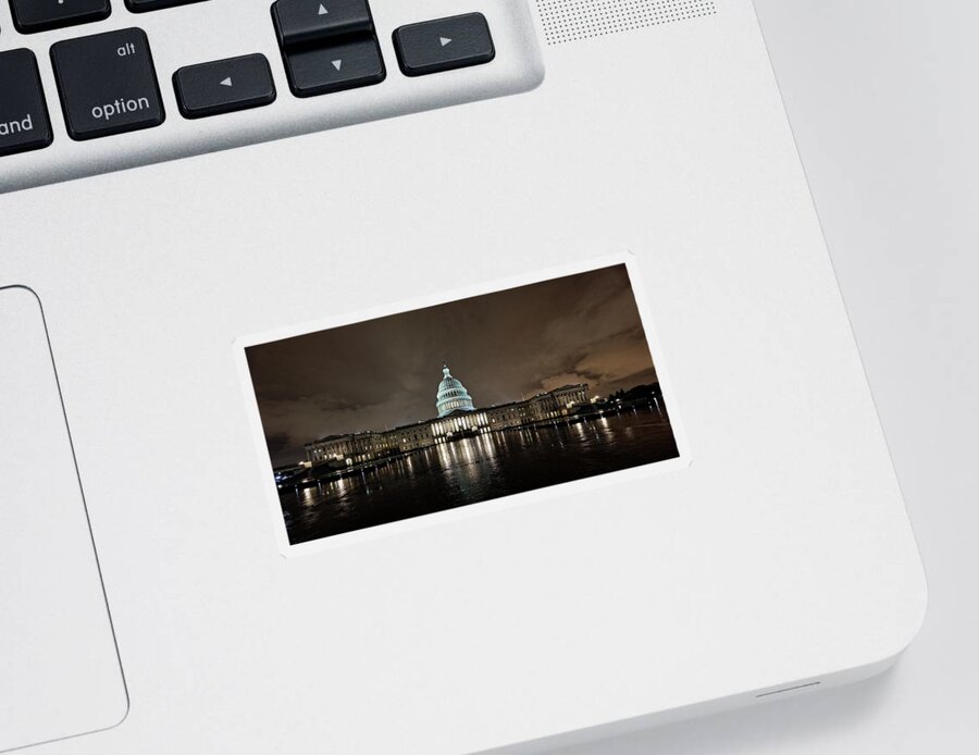 Capitol Sticker featuring the photograph Capitol Building Front by Doolittle Photography and Art
