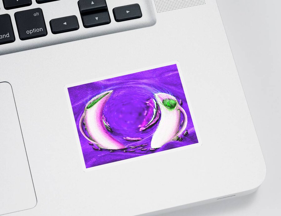 Abstract Sticker featuring the digital art Cappuccino Tango - Purple by Ronald Mills
