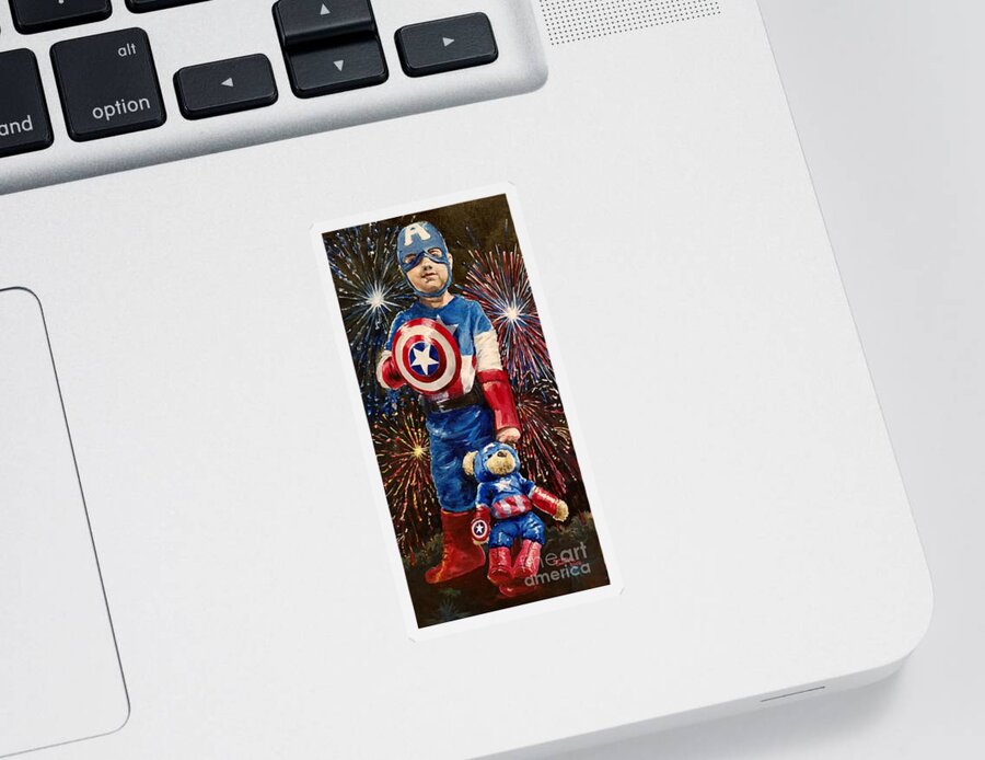 Boy Sticker featuring the painting Captain Altan by Merana Cadorette