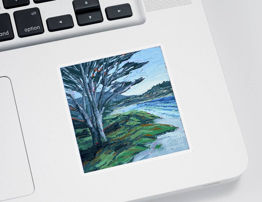 Monterey Sticker featuring the painting Carmel Beach by PJ Kirk