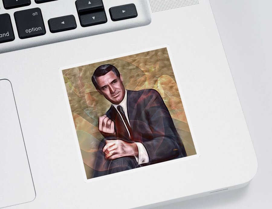 Cary Grant Sticker featuring the digital art Cary Grant - Square Version by Studio B Prints