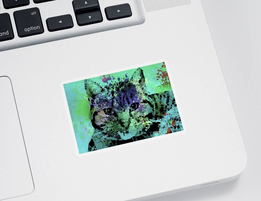 Cat Sticker featuring the digital art Cat 655 by Lucie Dumas