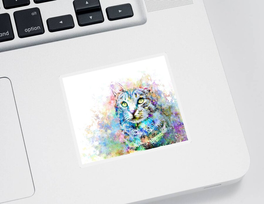 Cat Sticker featuring the digital art Cat 674 by Lucie Dumas