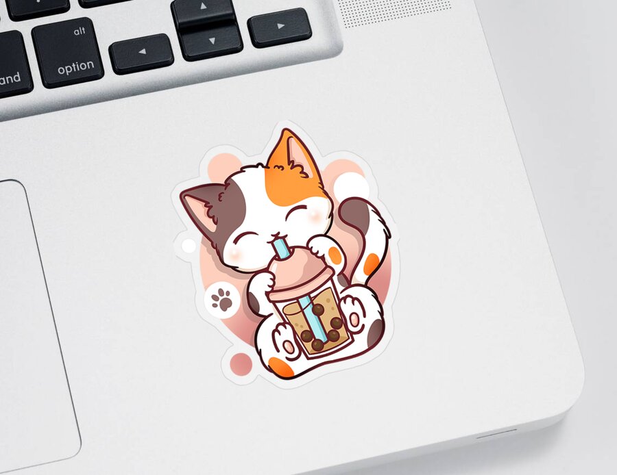 Kawaii Cat Bubble Tea Sticker by Me - Pixels