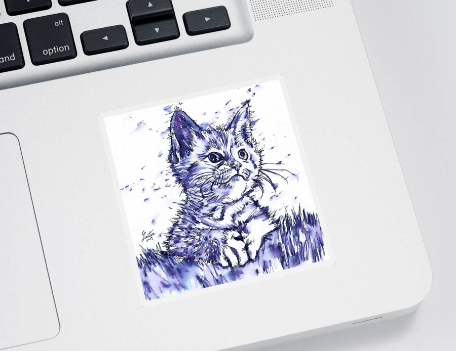 Cat Sticker featuring the painting CAT - watercolor and ink portrait.1 by Fabrizio Cassetta