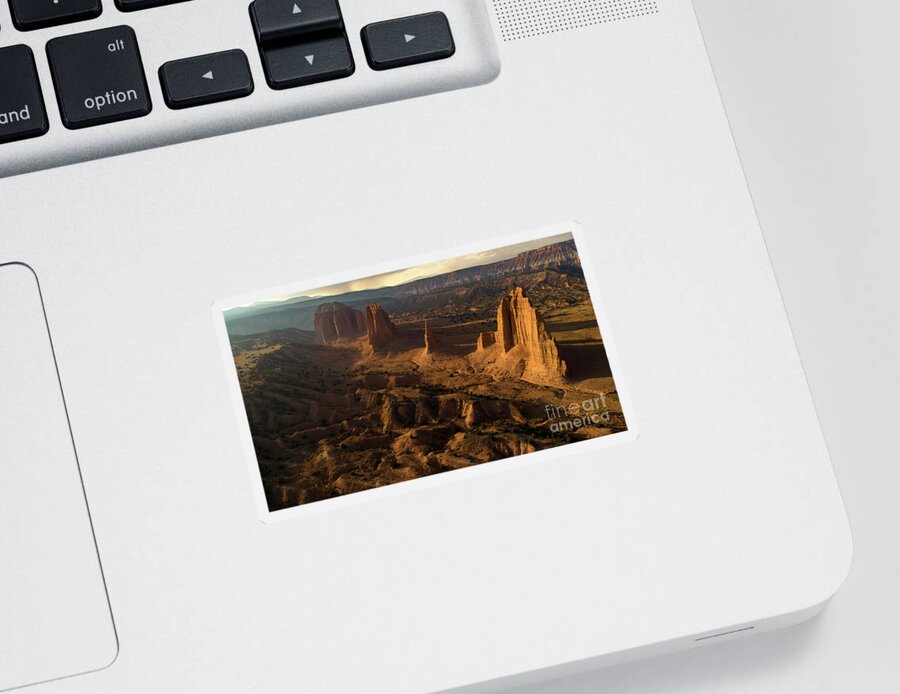 Cathedral Valley Sticker featuring the photograph Cathedral Valley Sunset by Keith Kapple
