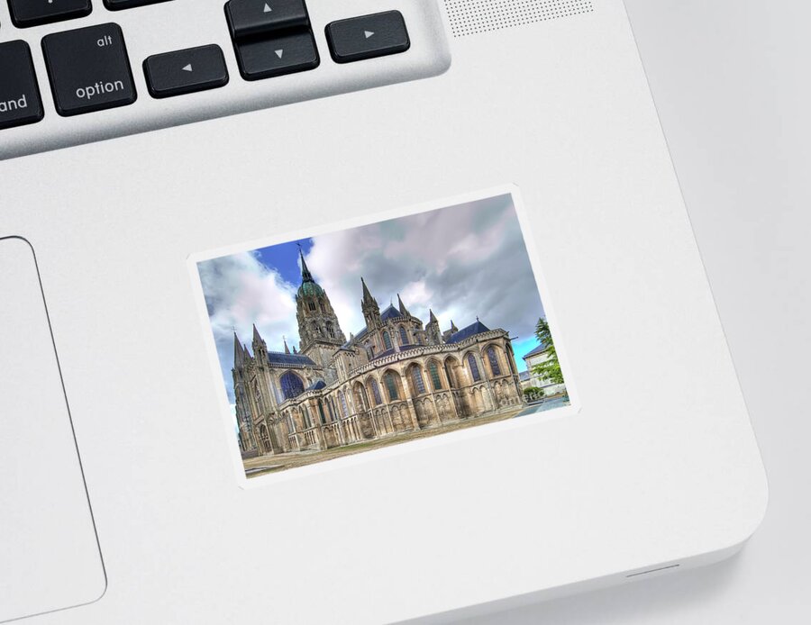 France Sticker featuring the photograph Cathedrale Notre Dame de Bayeux - France by Paolo Signorini