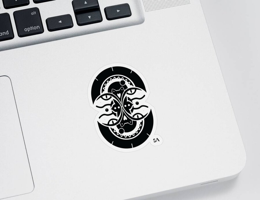 Black And White Sticker featuring the digital art Cats by Silvio Ary Cavalcante